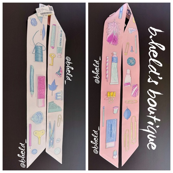 Hermès In the Pocket Twilly in Rose Poudre / Bleu Ciel / Vert Brand New NWT - Picture 3 of 16